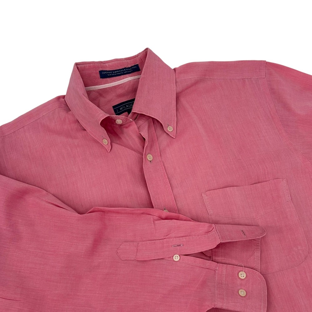J. McLaughlin Mens Pink 120s x 80s Cotton Button Down Shirt Size M Long Sleeve